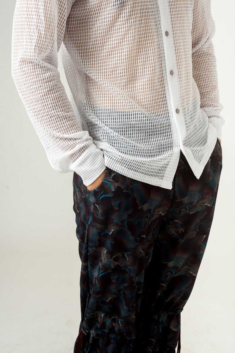 Unisex Dramatic White Mesh Shirt - siddhantagrawal