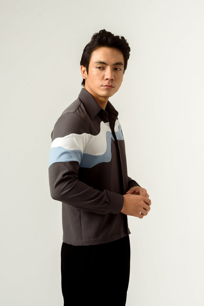 Unisex Grey Panelled Shirt - siddhantagrawal