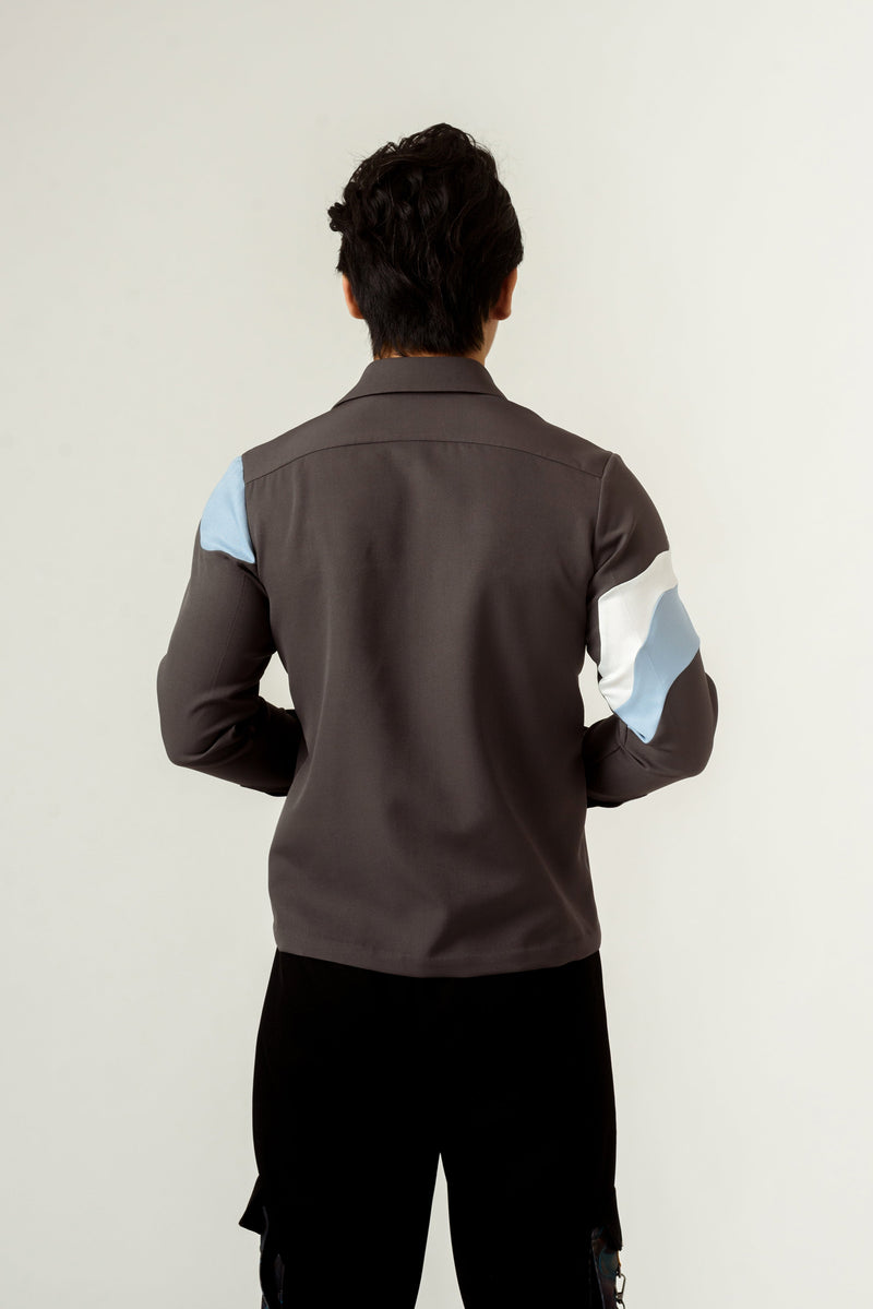 Unisex Grey Panelled Shirt - siddhantagrawal