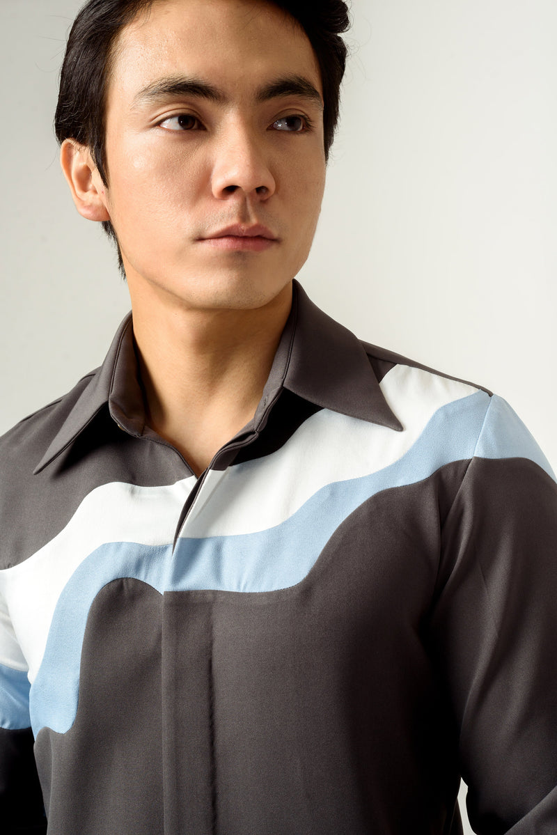 Unisex Grey Panelled Shirt - siddhantagrawal