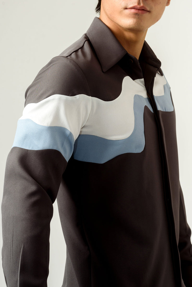 Unisex Grey Panelled Shirt - siddhantagrawal