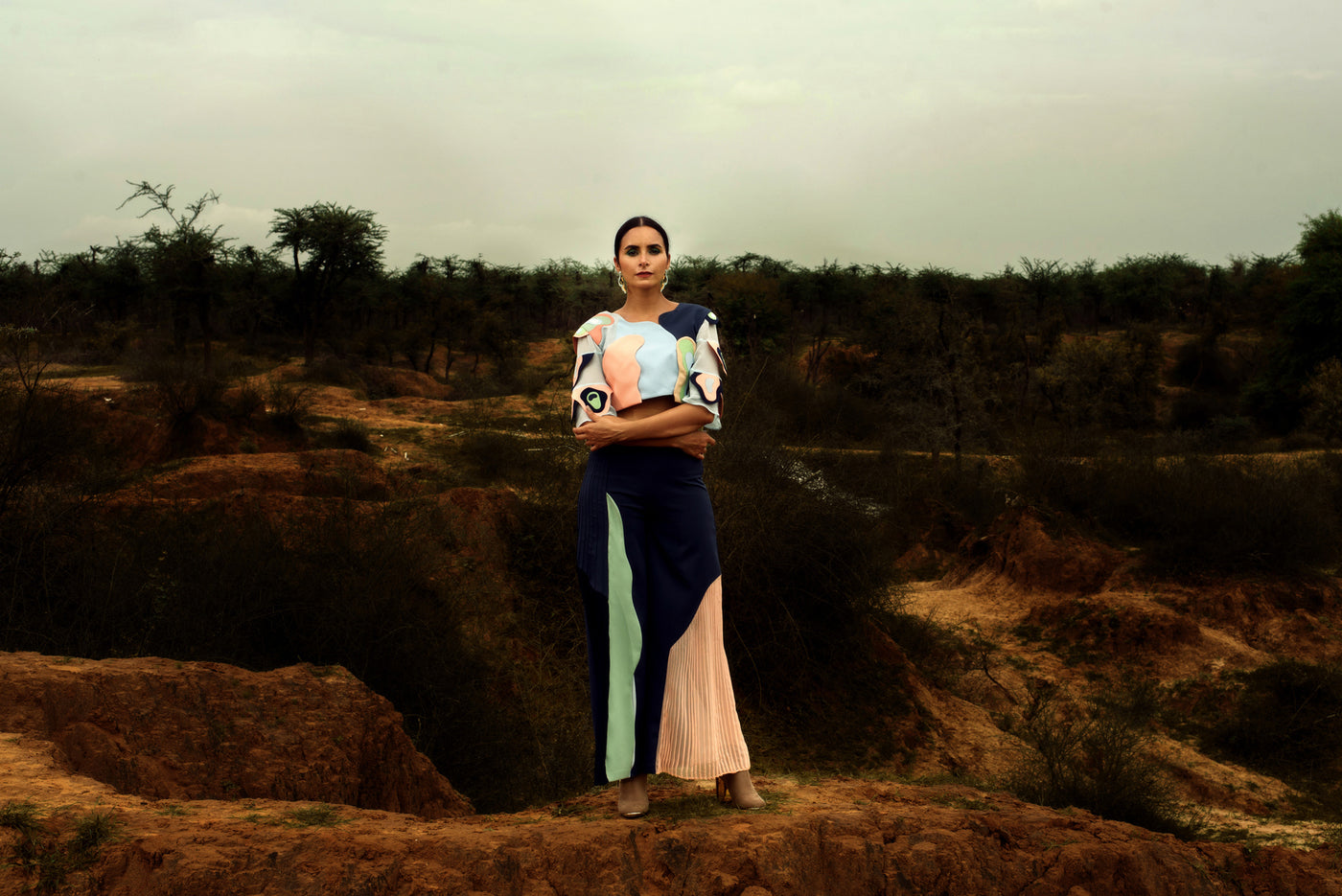 VARIEGATED COLOUR BLOCK TROUSER - siddhantagrawal