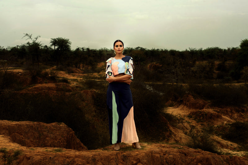 VARIEGATED COLOUR BLOCK TROUSER - siddhantagrawal