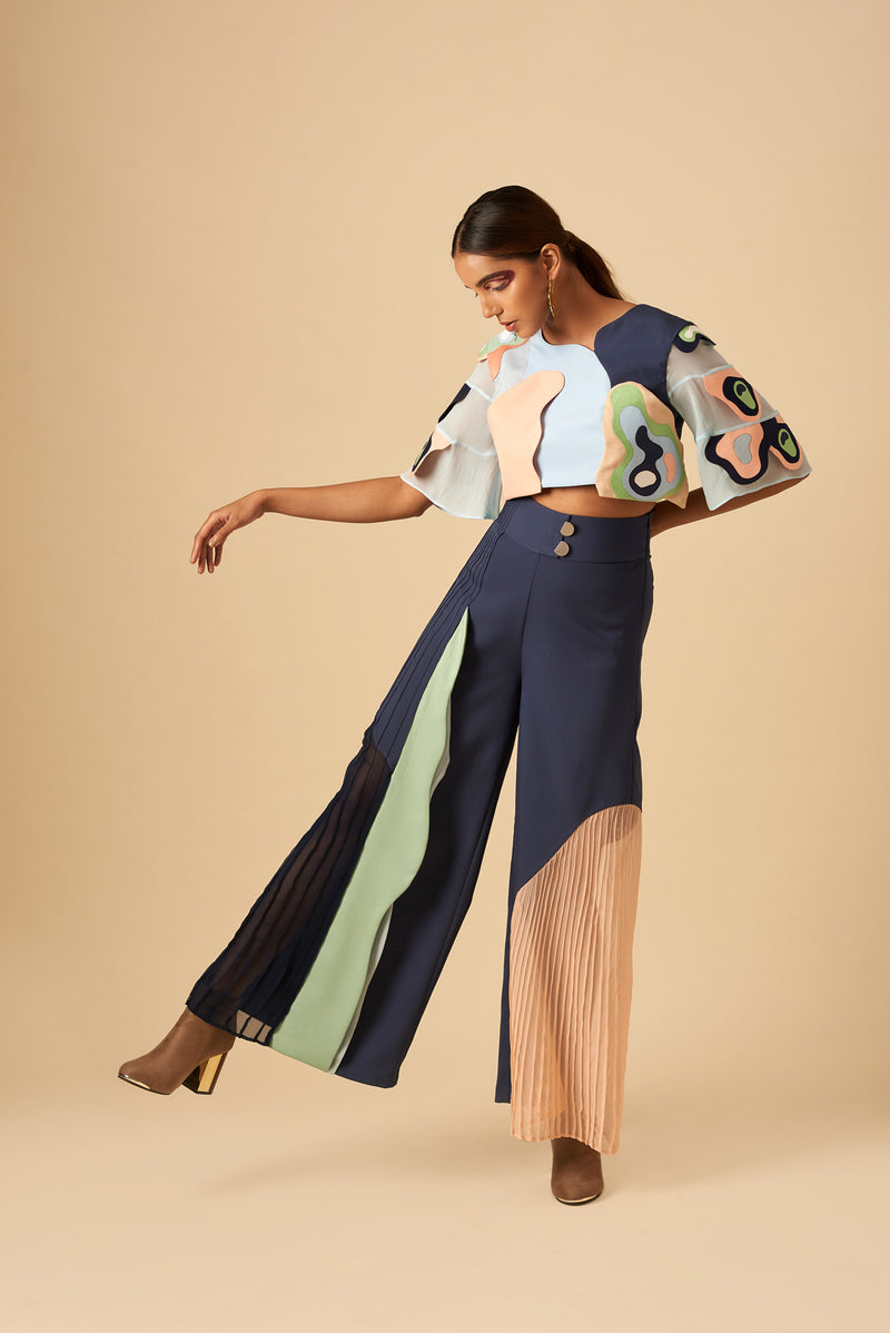 VARIEGATED COLOUR BLOCK TROUSER - siddhantagrawal