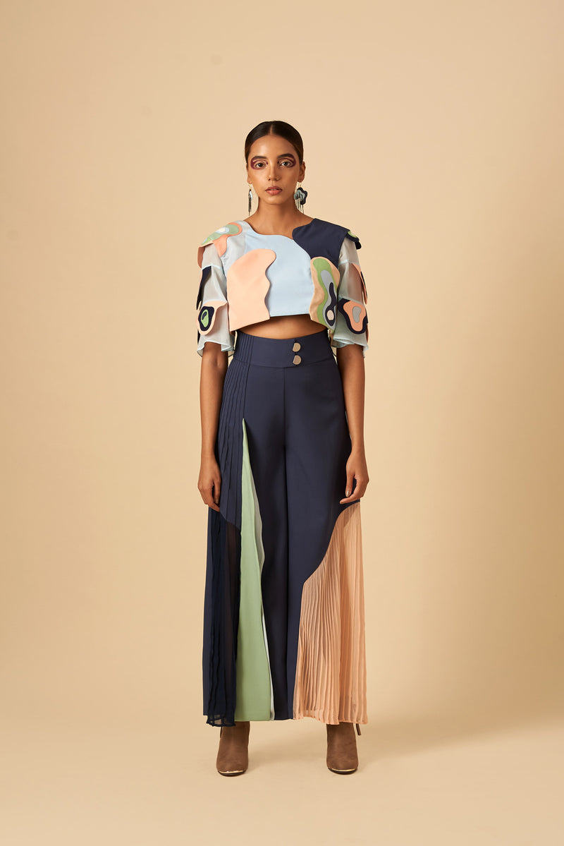 VARIEGATED COLOUR BLOCK TROUSER - siddhantagrawal