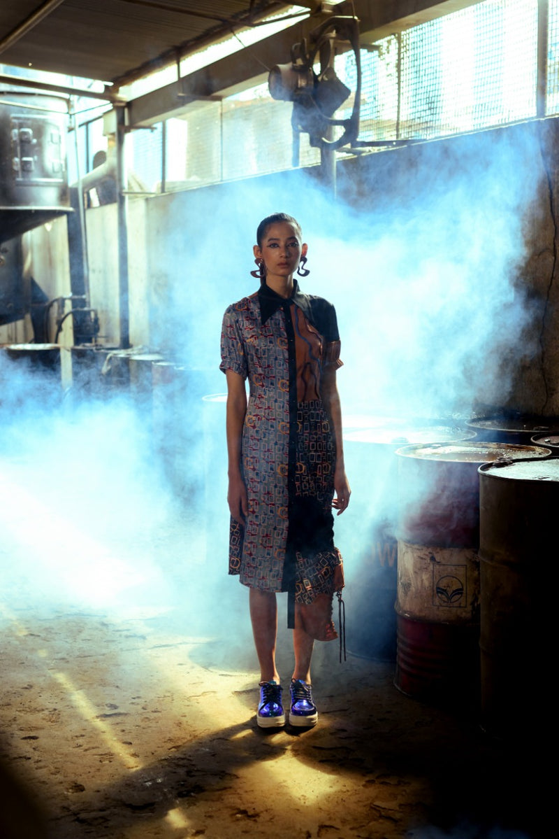 Torment Half and Half Shirt-Dress - siddhantagrawal