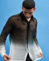 Ombré Crane Mesh Shirt - siddhantagrawal