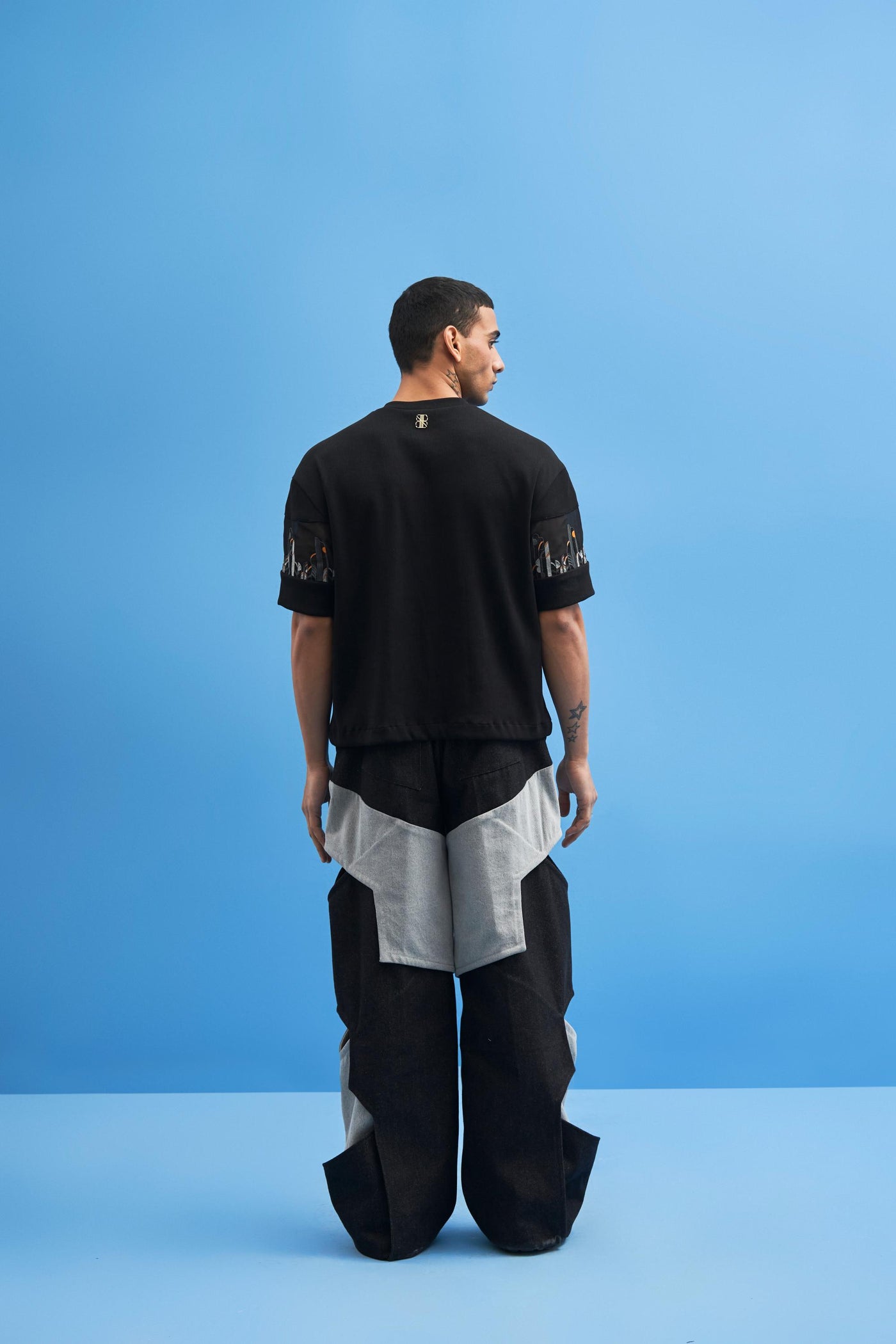 Black Structured Layered Trousers - siddhantagrawal