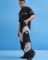 Black Structured Layered Trousers - siddhantagrawal