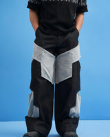 Black Structured Layered Trousers - siddhantagrawal