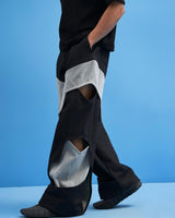 Black Structured Layered Trousers - siddhantagrawal