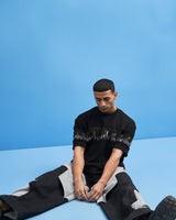 Black Coastline Embroidered T-Shirt - siddhantagrawal