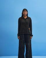 Black Sutairu Hand Embroidered Shirt - siddhantagrawal