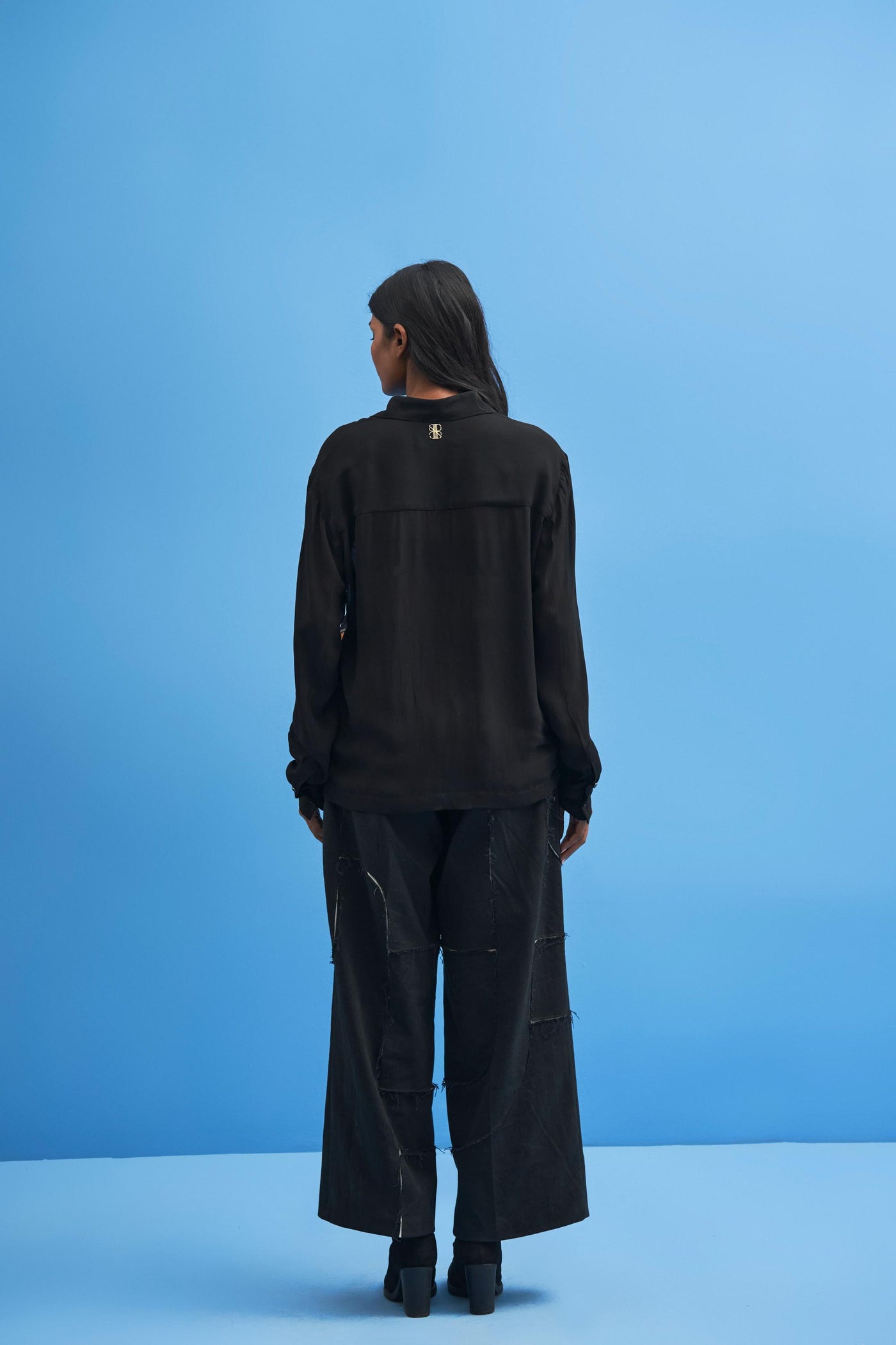 Black Sutairu Hand Embroidered Shirt - siddhantagrawal