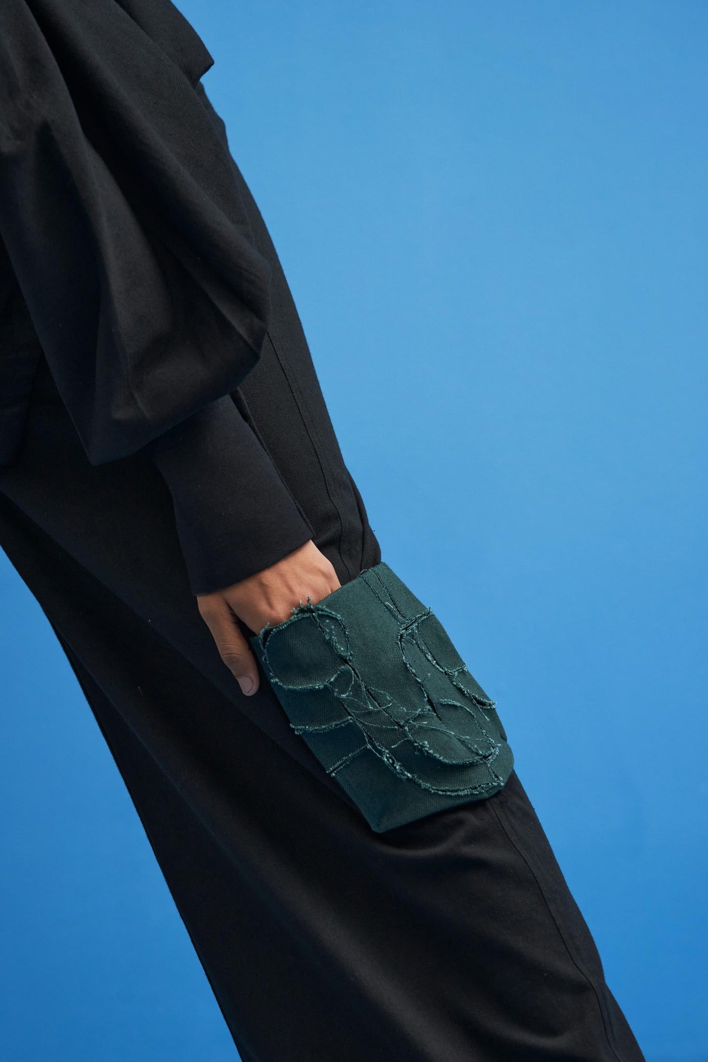 Black Shoji Patchwork Trousers - siddhantagrawal