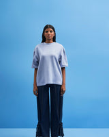Steel Blue Shoji Patch Work T-Shirt - siddhantagrawal