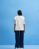 Steel Blue Shoji Patch Work T-Shirt - siddhantagrawal