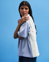 Steel Blue Shoji Patch Work T-Shirt - siddhantagrawal