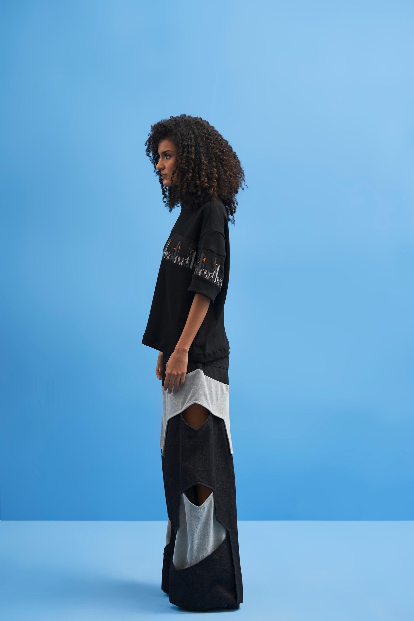 Black Coastline Embroidered T-Shirt - siddhantagrawal