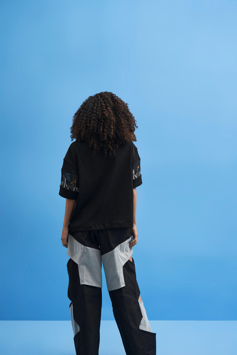 Black Structured Layered Trousers - siddhantagrawal