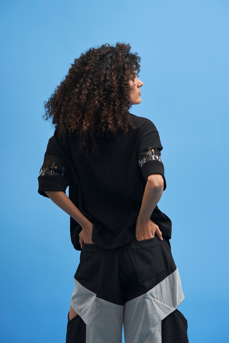 Black Structured Layered Trousers - siddhantagrawal