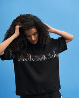 Black Coastline Embroidered T-Shirt - siddhantagrawal