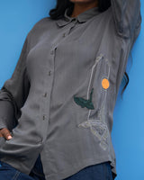 Grey Sutairu Hand Embroidered Shirt - siddhantagrawal
