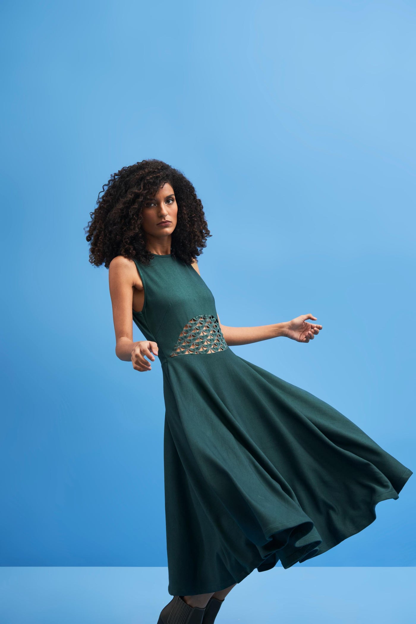 Green Crane Lace Dress