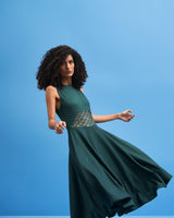 Green Crane Lace Dress