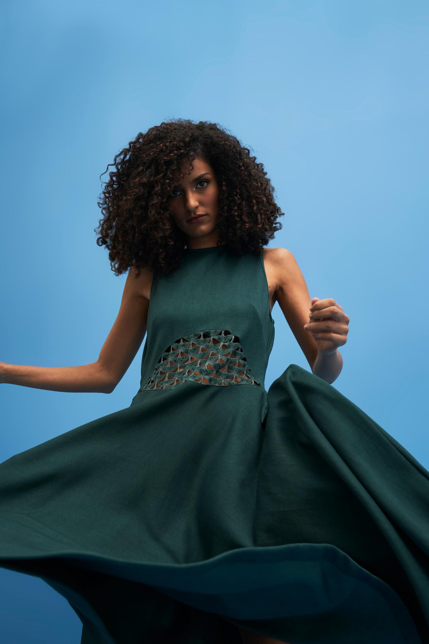 Green Crane Lace Dress