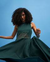 Green Crane Lace Dress