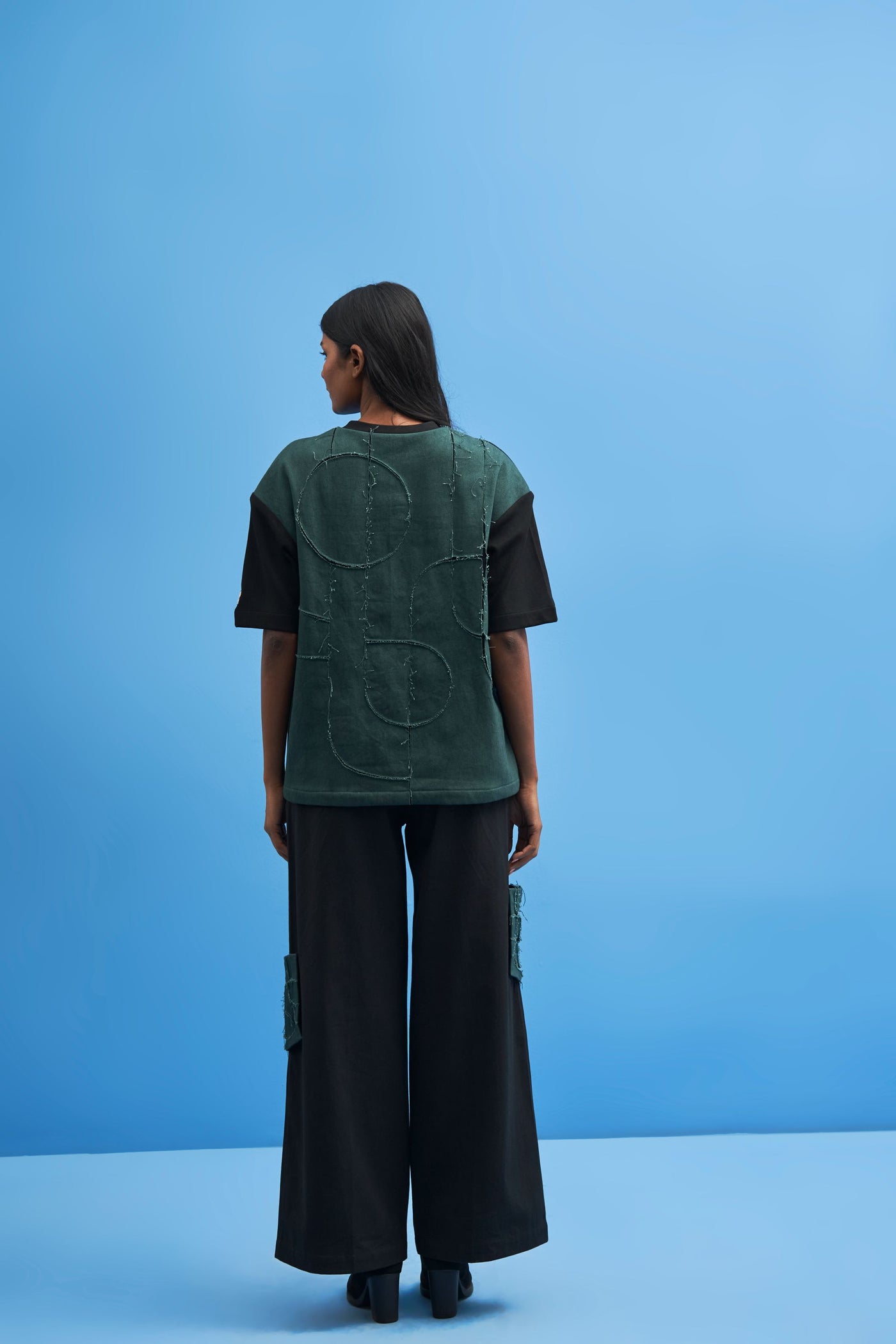 Black Shoji Patch Work T-Shirt - siddhantagrawal