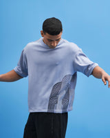 Steel Blue Chrysler Hand-Embroidered T-Shirt - siddhantagrawal