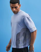 Steel Blue Chrysler Hand-Embroidered T-Shirt - siddhantagrawal