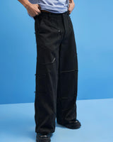 Black Shoji all-over Patchwork Trousers - siddhantagrawal