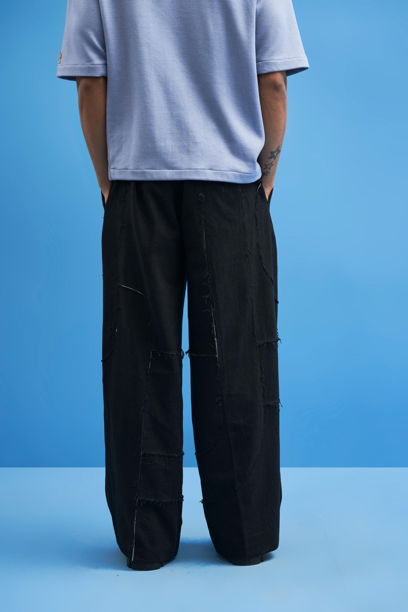 Black Shoji all-over Patchwork Trousers - siddhantagrawal