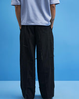 Black Shoji all-over Patchwork Trousers - siddhantagrawal