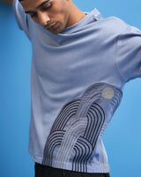 Steel Blue Chrysler Hand-Embroidered T-Shirt - siddhantagrawal