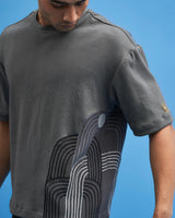 Grey Chrysler Hand-Embroidered T-Shirt - siddhantagrawal