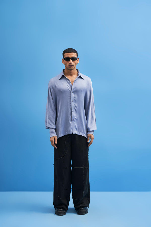 Steel Blue Batwing Shirt - siddhantagrawal