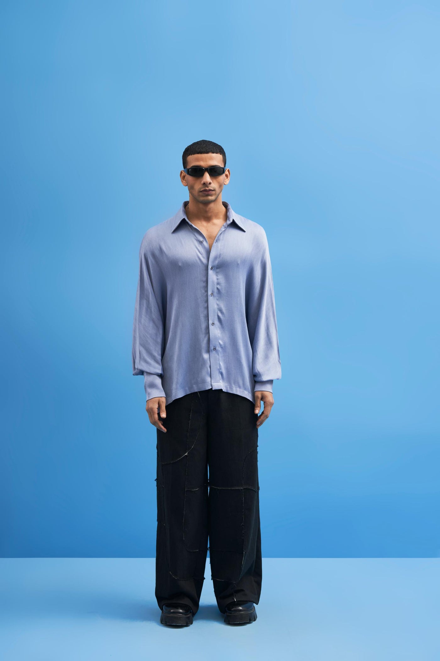 Steel Blue Batwing Shirt - siddhantagrawal
