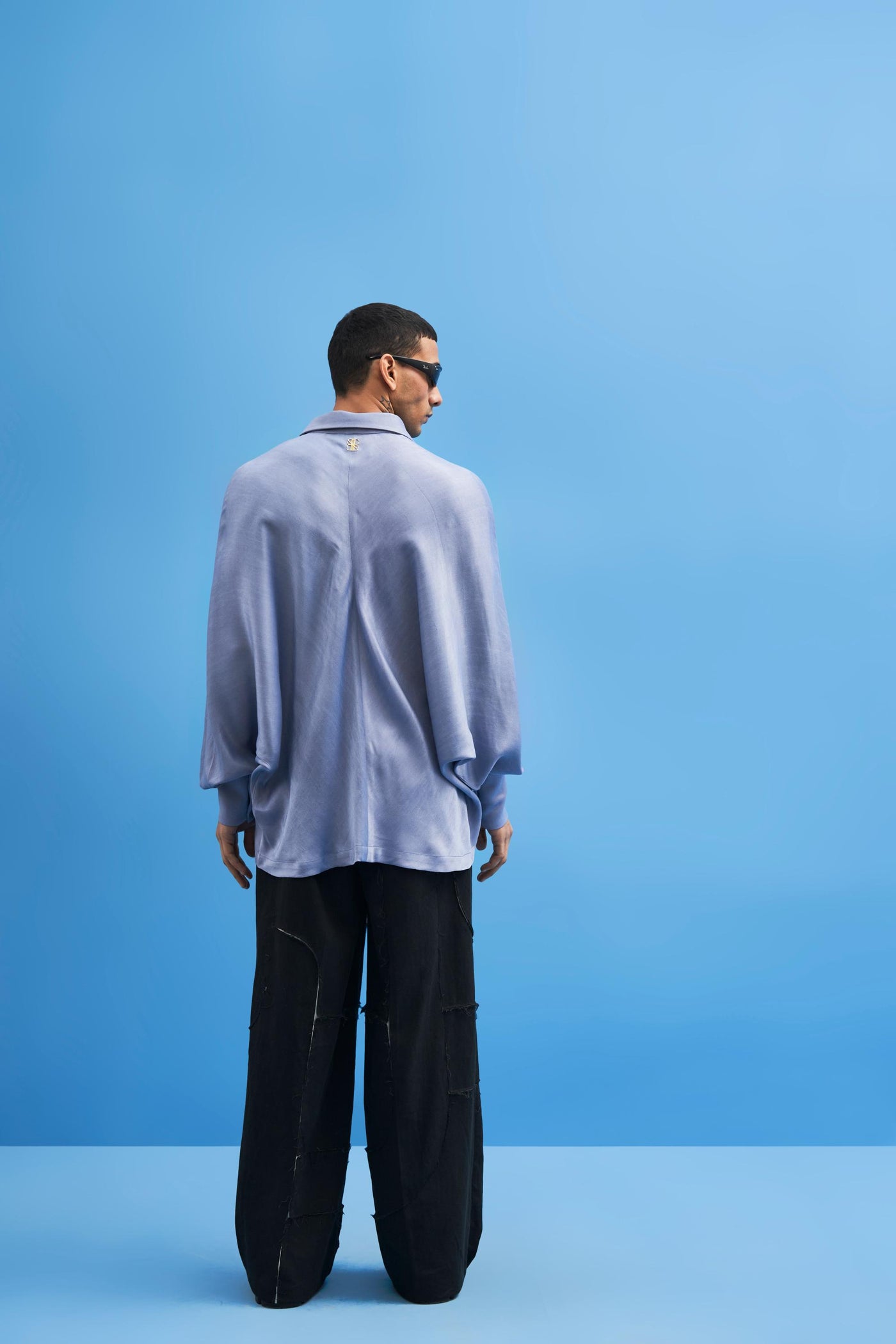 Steel Blue Batwing Shirt - siddhantagrawal