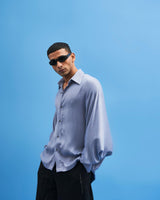 Steel Blue Batwing Shirt - siddhantagrawal