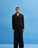 Black Sutairu Hand Embroidered Shirt - siddhantagrawal