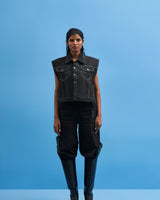Denim Tie-up Cropped Jacket