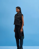 Denim Tie-up Cropped Jacket