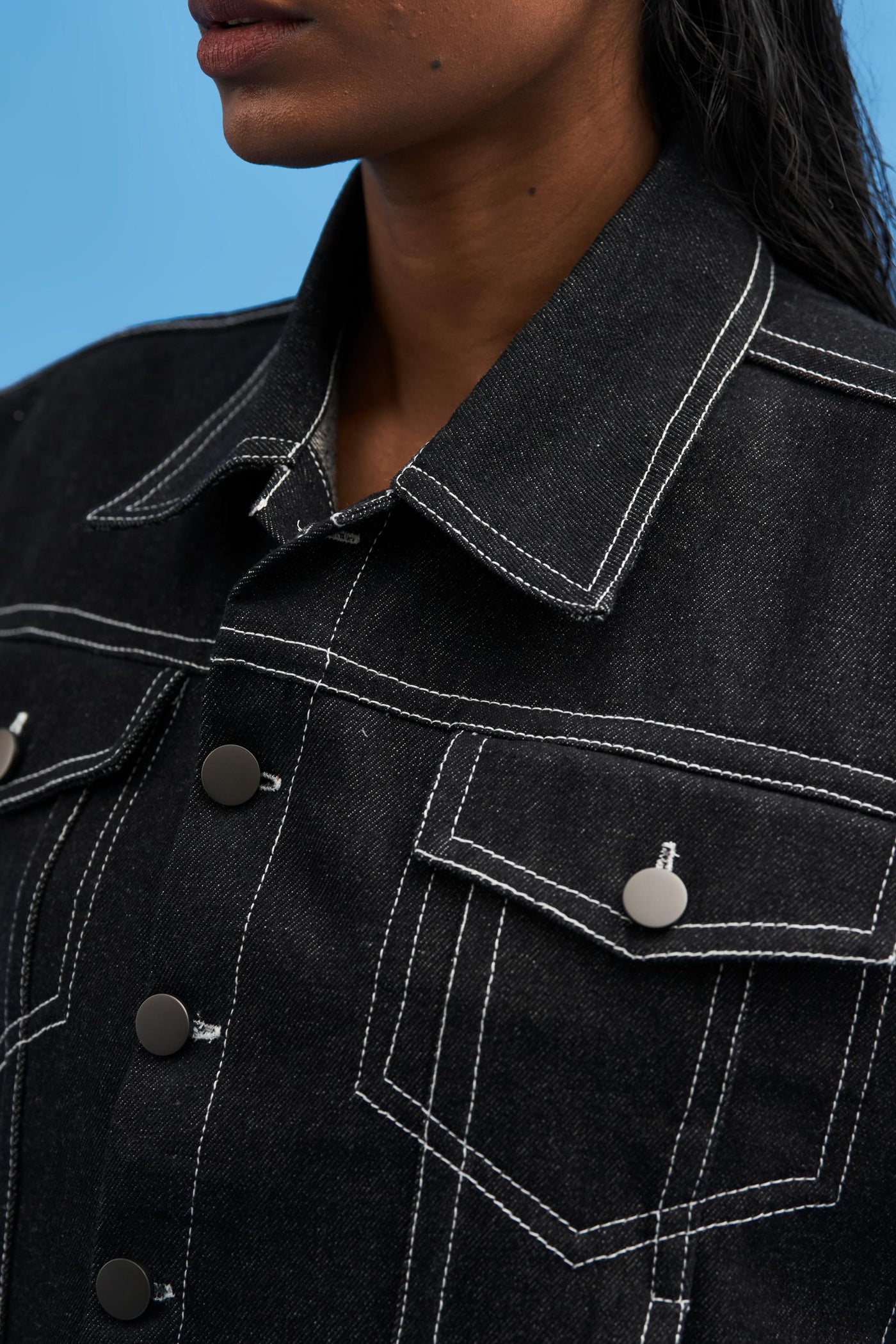 Denim Tie-up Cropped Jacket