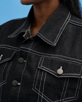 Denim Tie-up Cropped Jacket