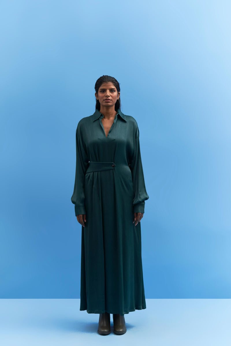 Green Balletic Satin Dress