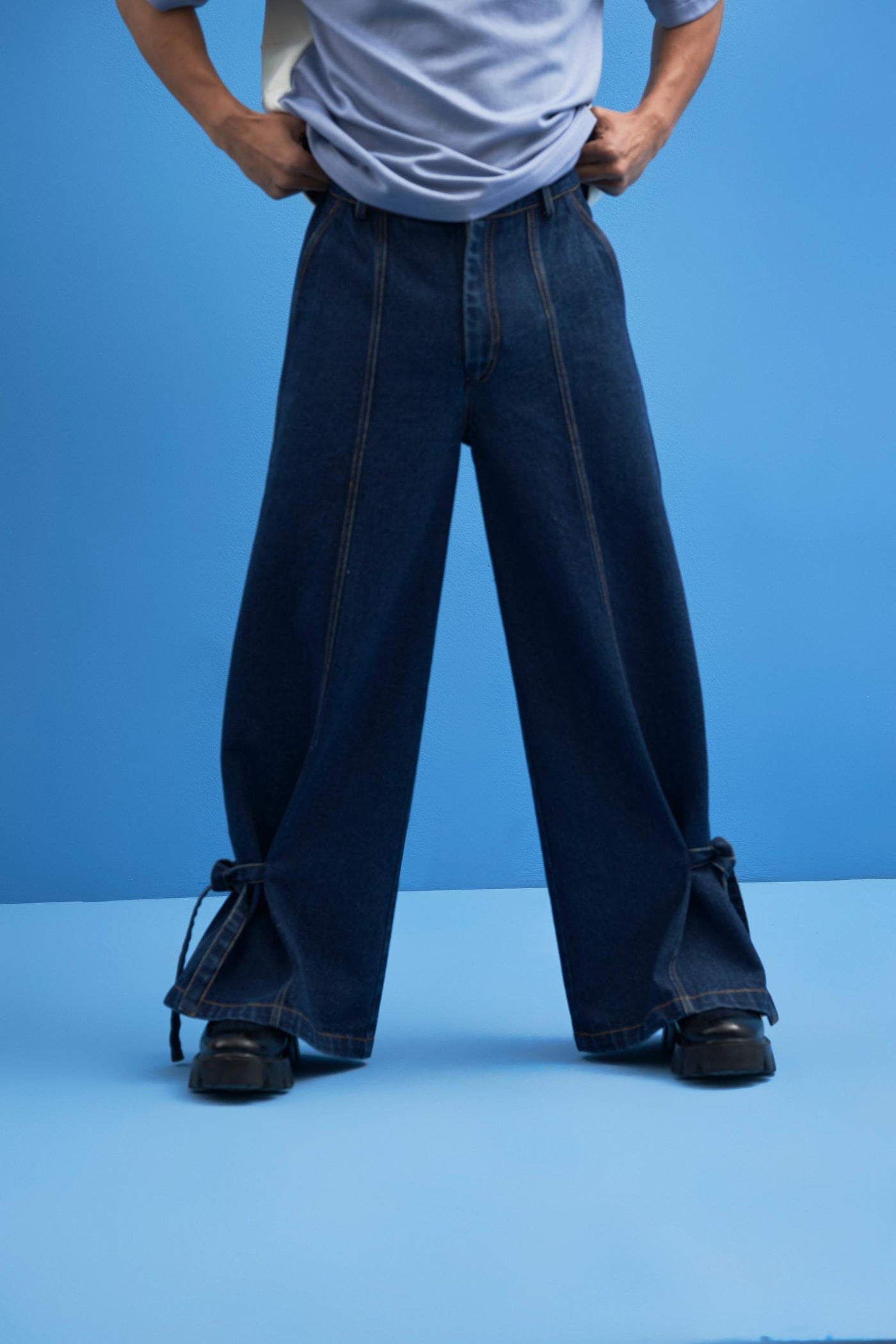 Denim Tie-Up Trousers - siddhantagrawal